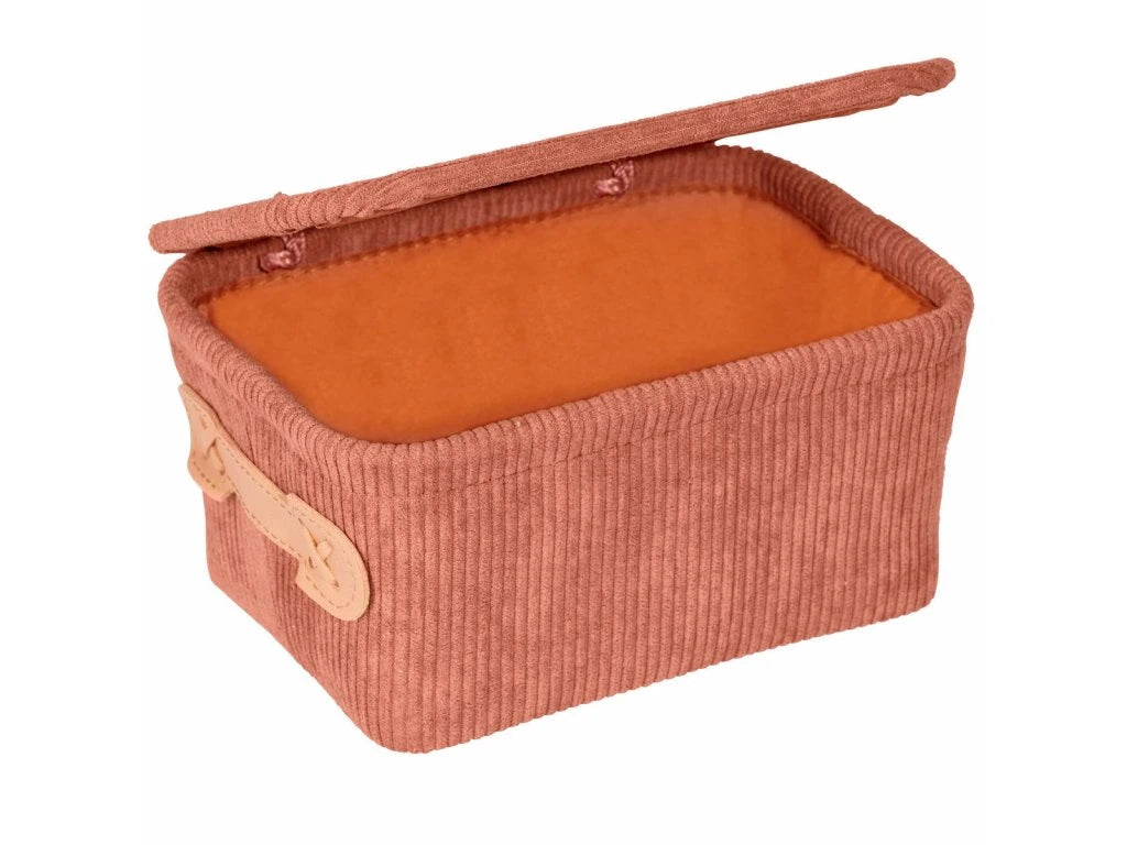 Anela bathroom basket with lid, old pink By Wenko.de
